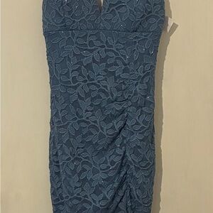 Emerald Sundae Teal Lace Mini Dress